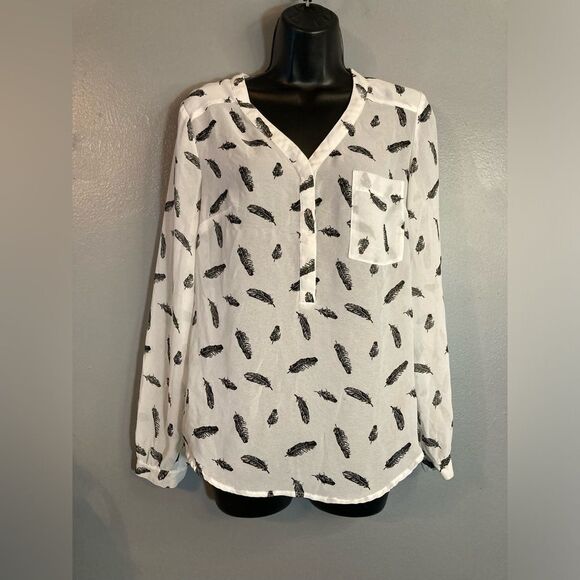 Merona Tops - Merona sheer long sleeve feather blouse